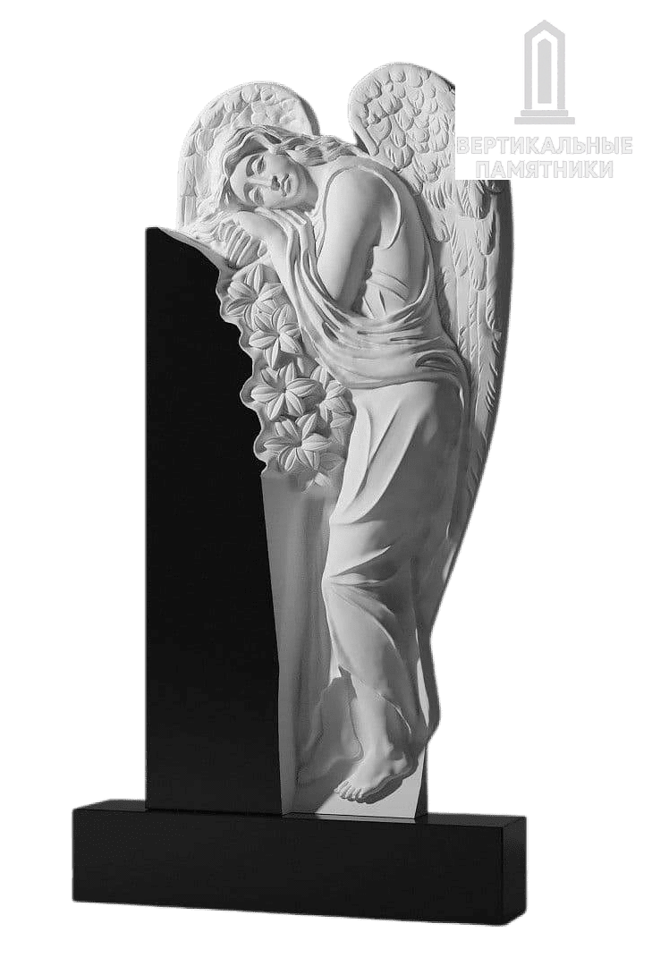 Резной памятник «Ангел с цветами» 397