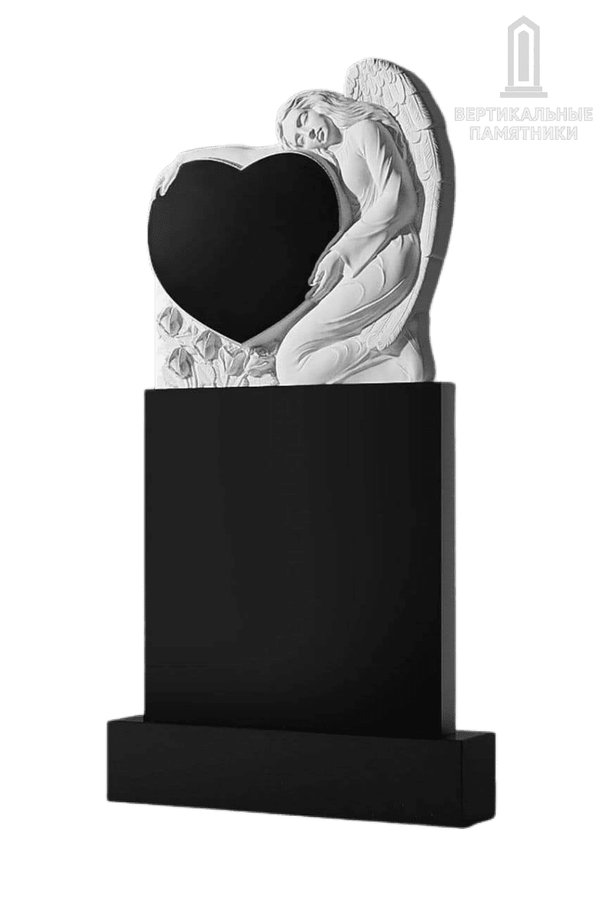 Резной памятник «Сидящий ангел с сердцем» 394
