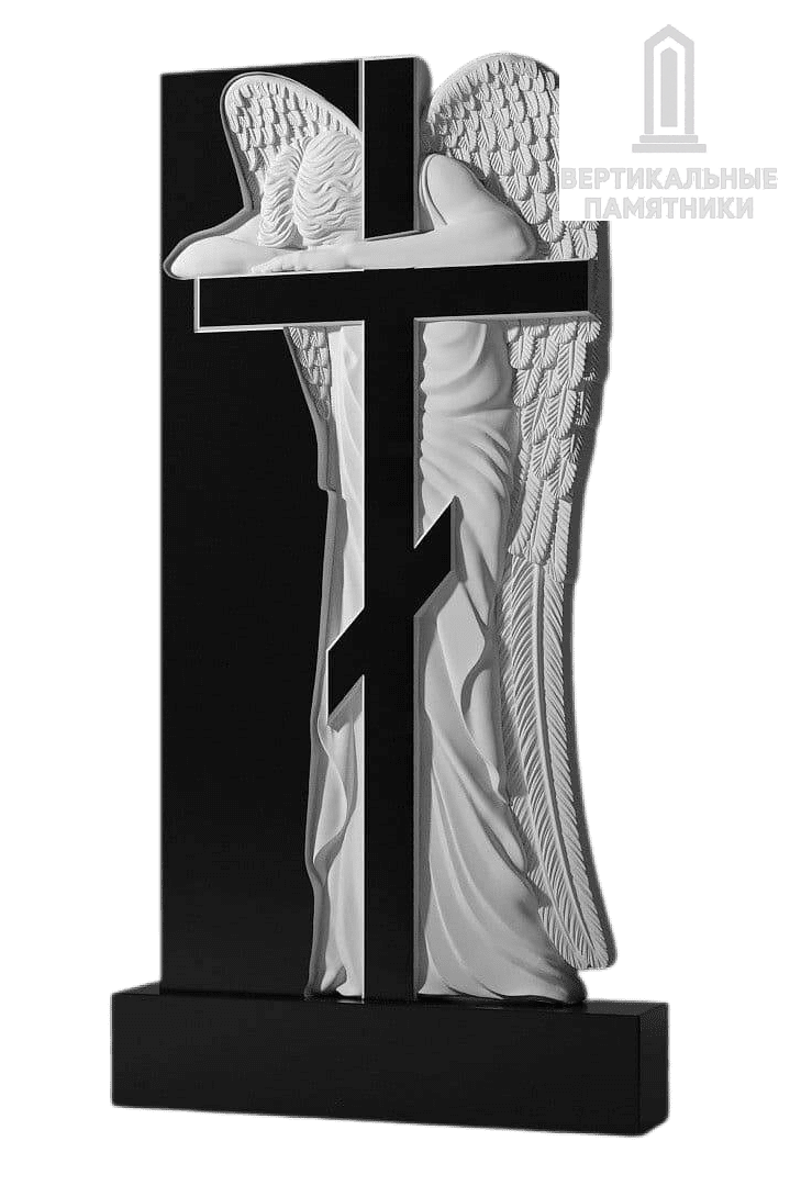Резной памятник «Ангел на кресте» 381