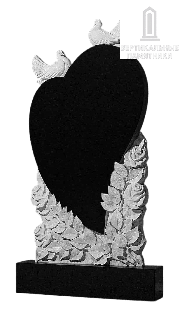 Резной памятник «Цветы любовь и голуби» 333
