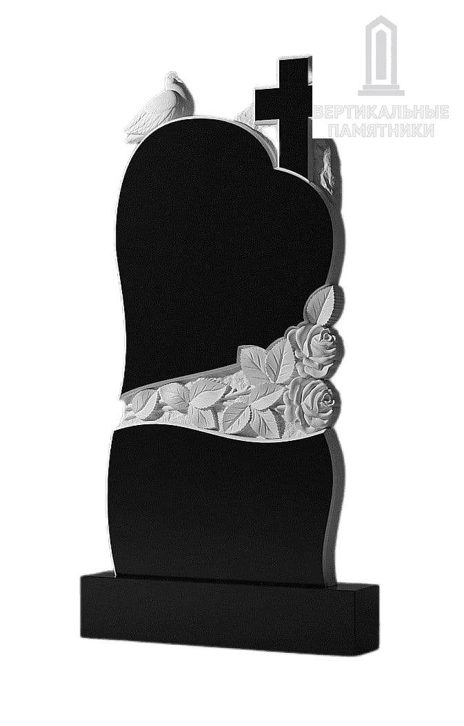 Резной памятник «Голуби и цветы» 328